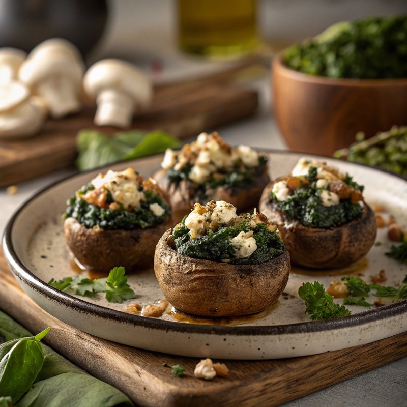 Mediterranean Spinach and Feta Stuffed Mushrooms