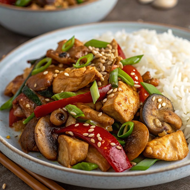 Gong Bao Chicken with Shiitake Mushrooms