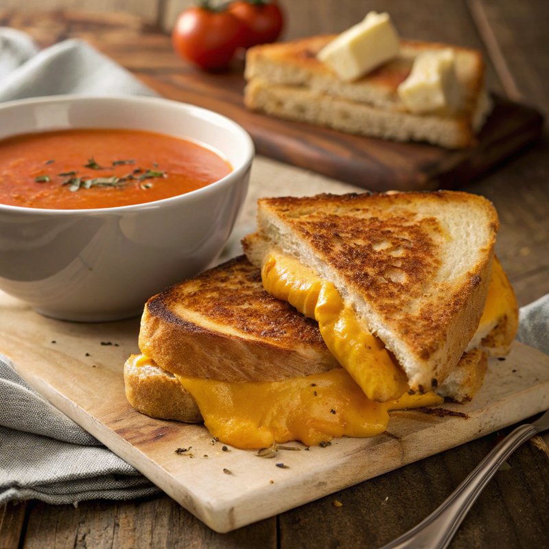 Grilled Cheese and Creamy Tomato Soup Sandwich