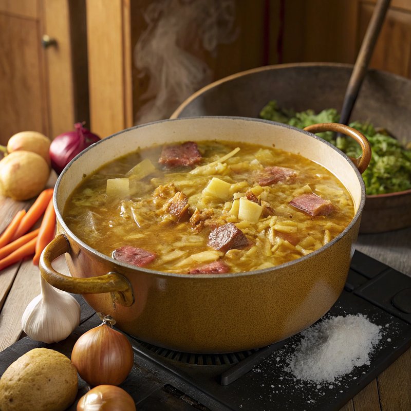 Rustic Pastrami and Cabbage Soup