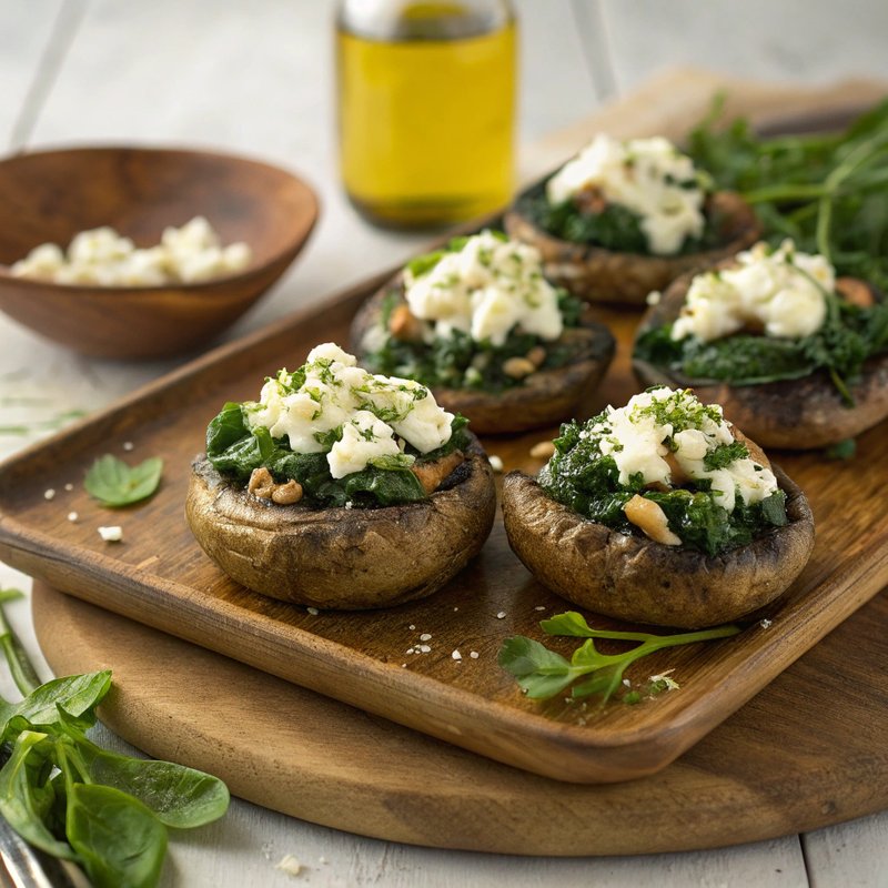 Mediterranean Spinach and Feta Stuffed Portobello Mushrooms