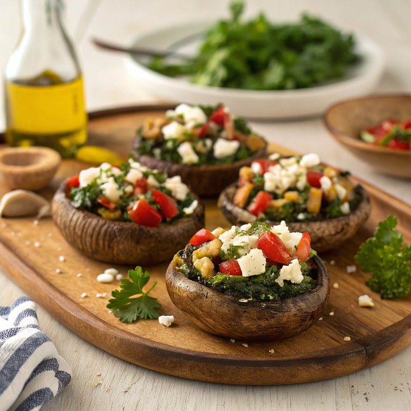 Vegetable and Feta Stuffed Portobello Mushrooms
