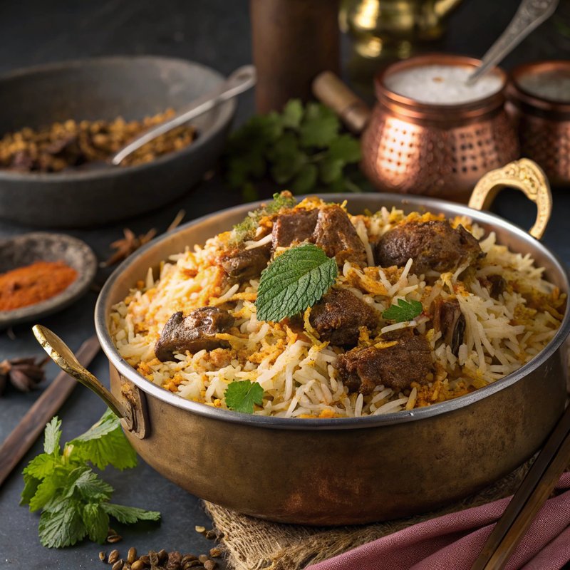 Kacche Gosht Ki Biryani