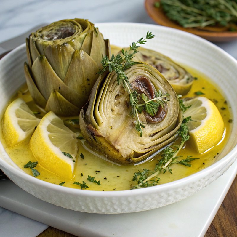 Thyme and Butter Braised Artichokes