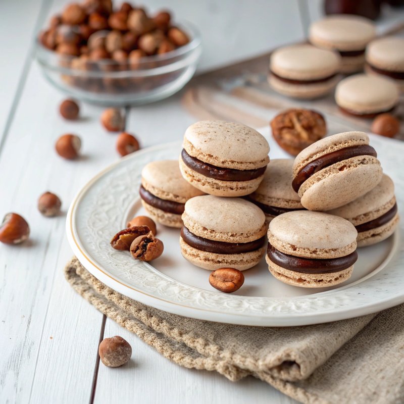 Hazelnut Macarons with Rich Chocolate Ganache
