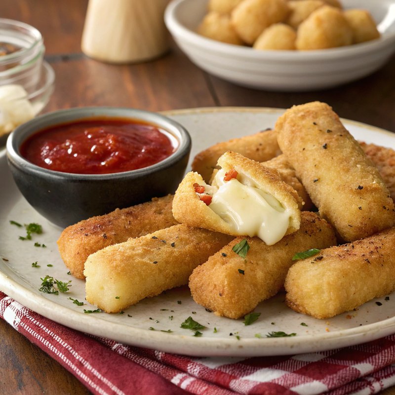 Crispy Mozzarella Sticks with Marinara Sauce