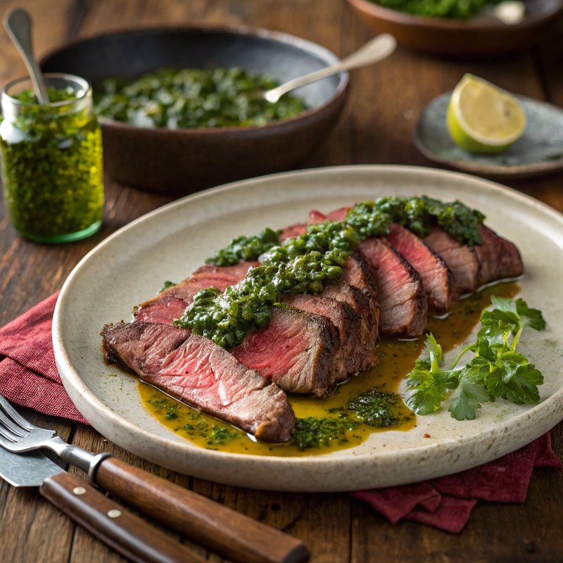 Hanger Steak with Authentic Chimichurri Sauce