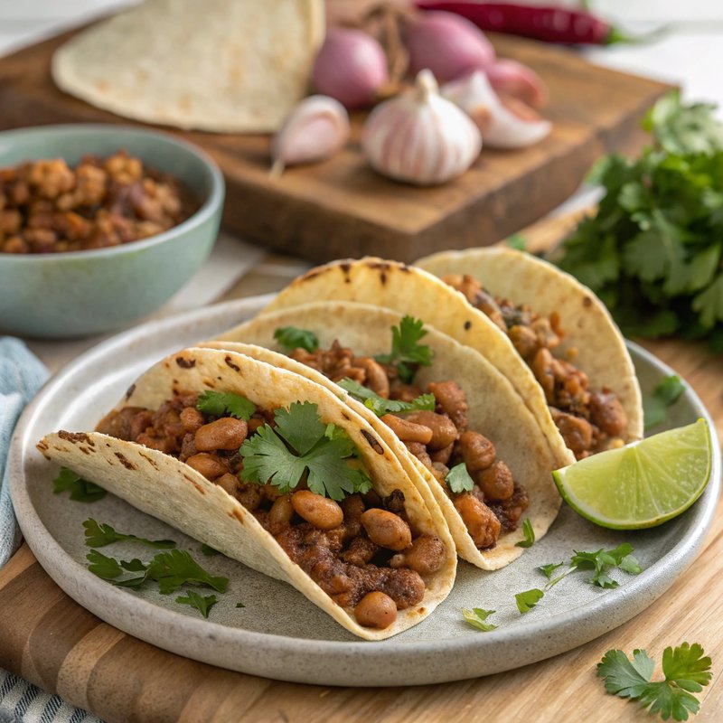 Spicy Pinto Bean and Chorizo Tacos