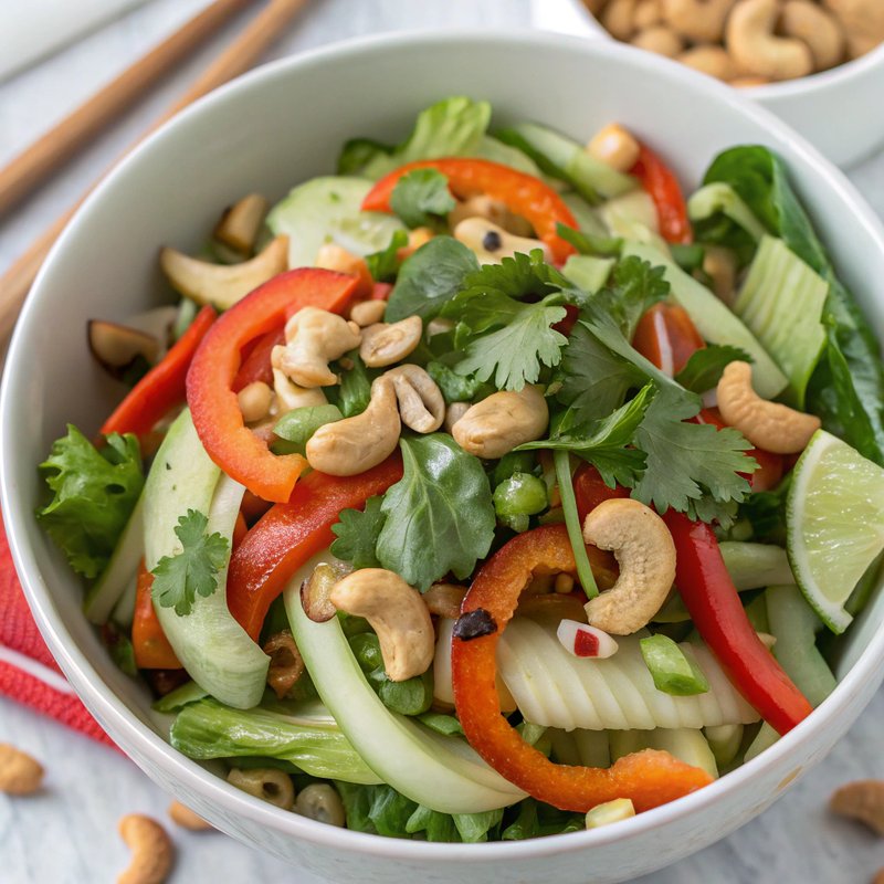 Bok Choy and Cashew Salad with Tangy Asian Dressing