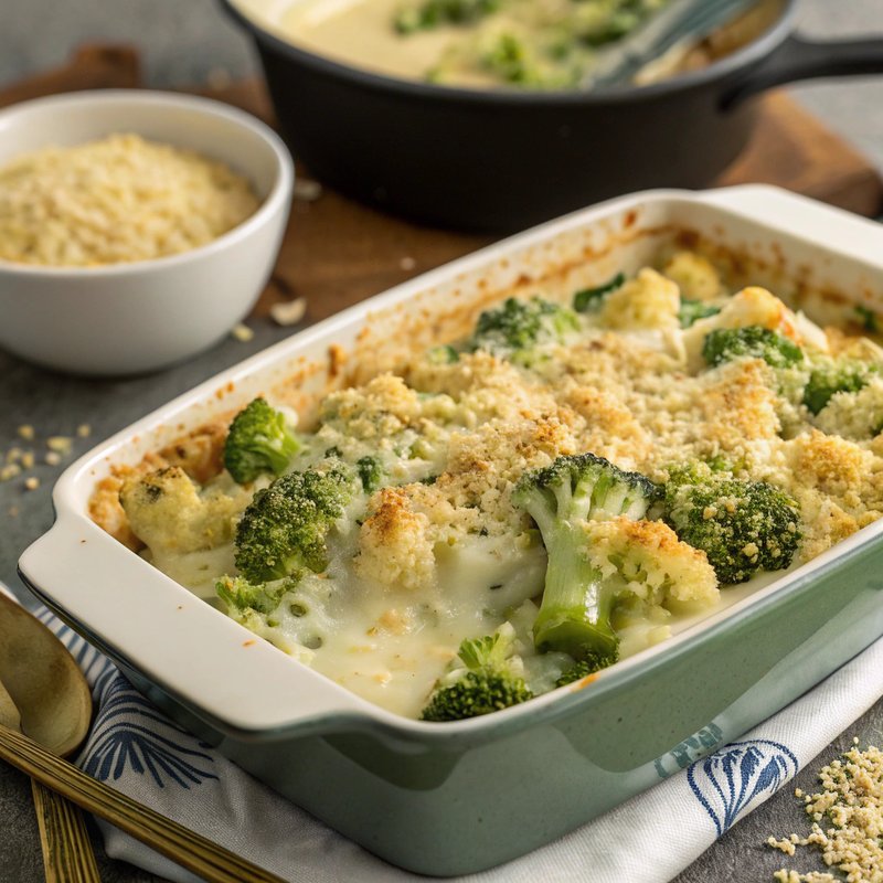 Creamy Broccoli and Cauliflower Gratin