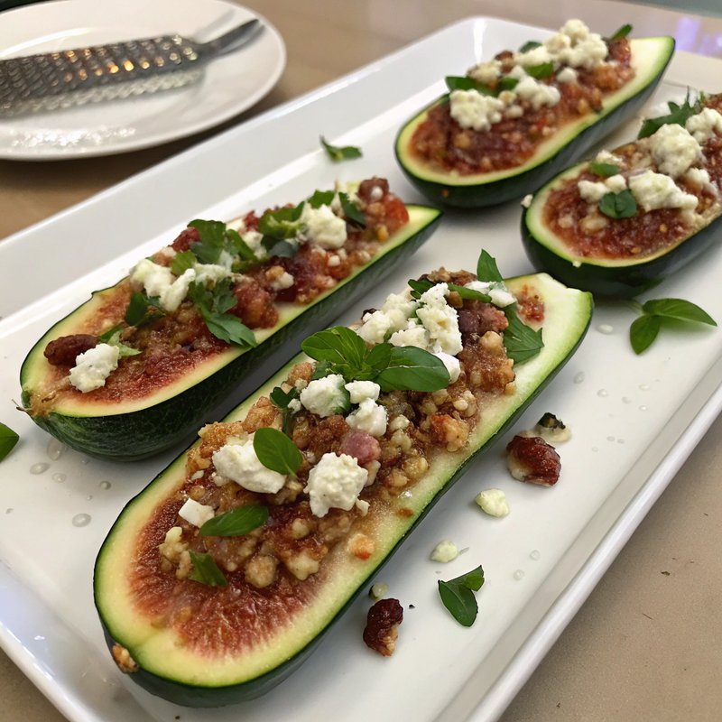 Fig and Feta Stuffed Zucchini Boats