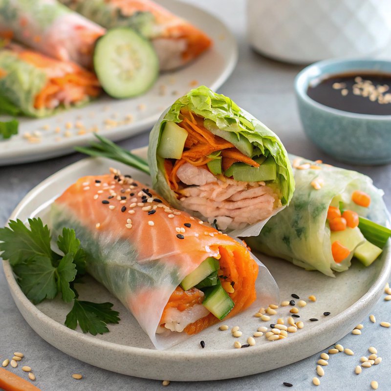 Teriyaki Salmon Rice Paper Wraps