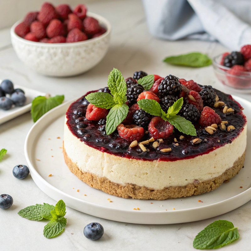 Decadent Vegan Cheesecake with Berry Topping