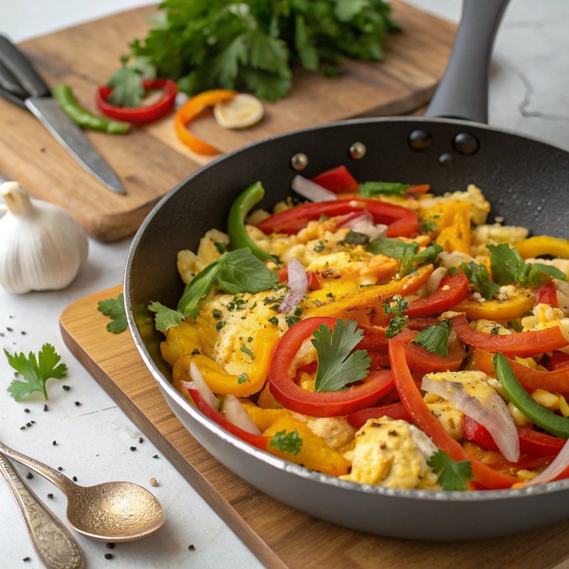Colorful Bell Pepper and Egg Scramble