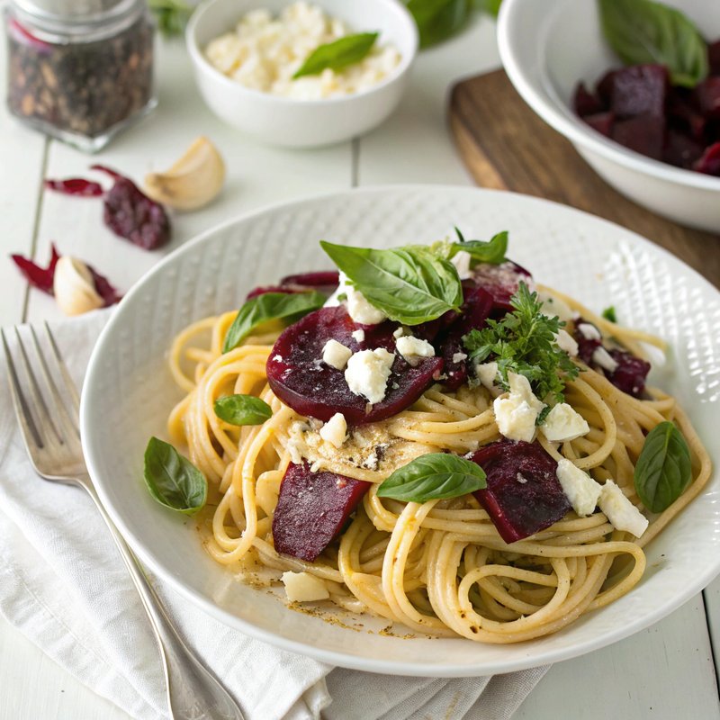 Linguine with Beets and Goat Cheese