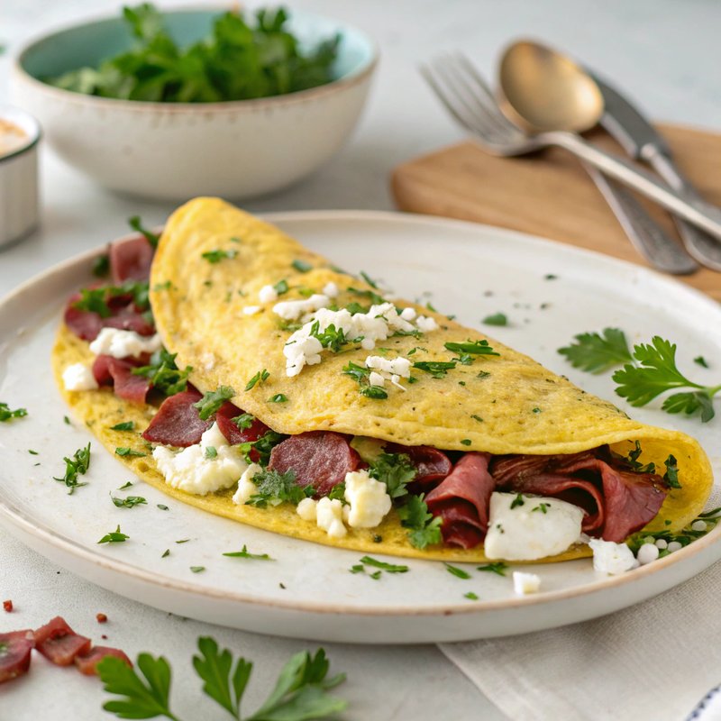 Pastrami and Feta Omelette