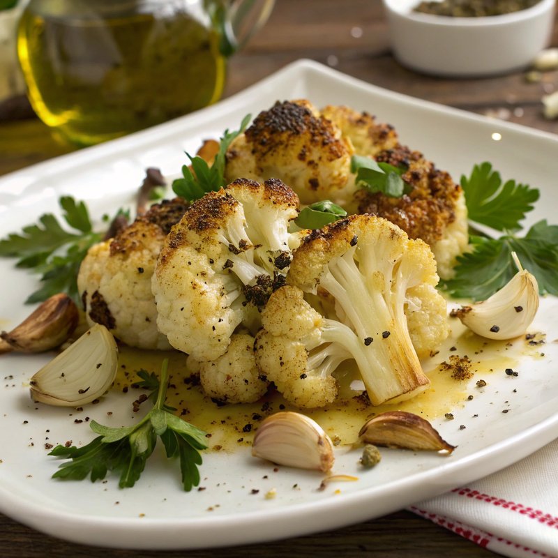 Oregano and Garlic Roasted Cauliflower
