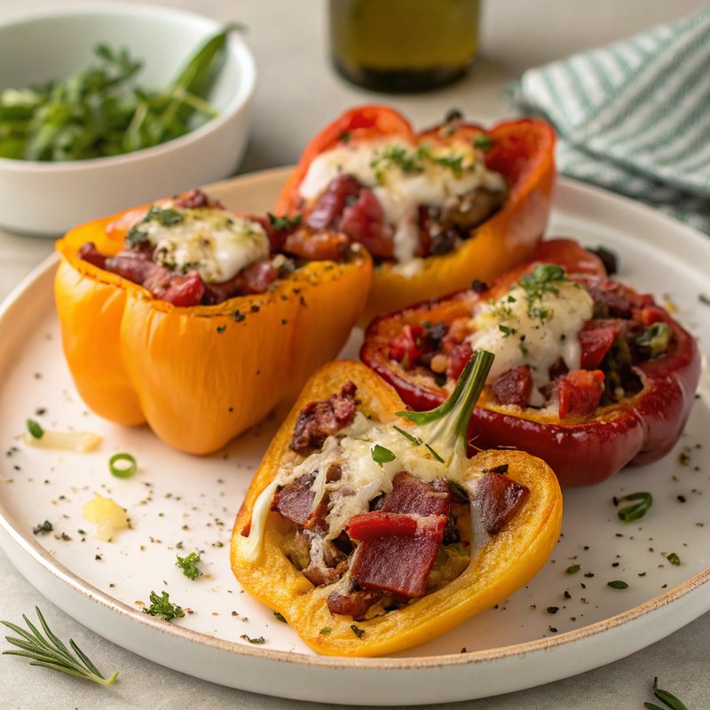 Pastrami and Cheddar Stuffed Peppers