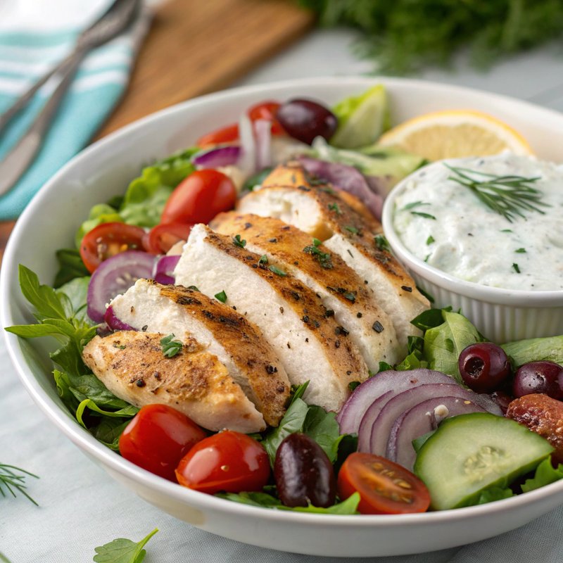 Authentic Greek Tzatziki Chicken Salad