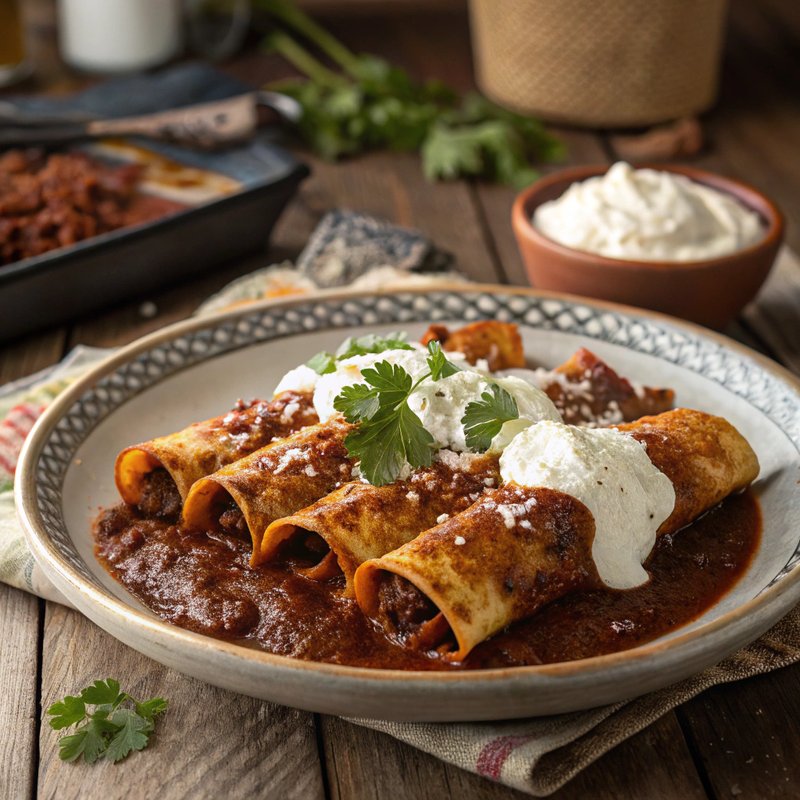 Enchiladas de Chile Ancho y Queso Oaxaca