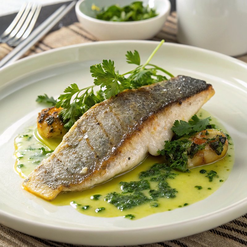 Pan Seared Sea Bass with Garlic Lemon Butter