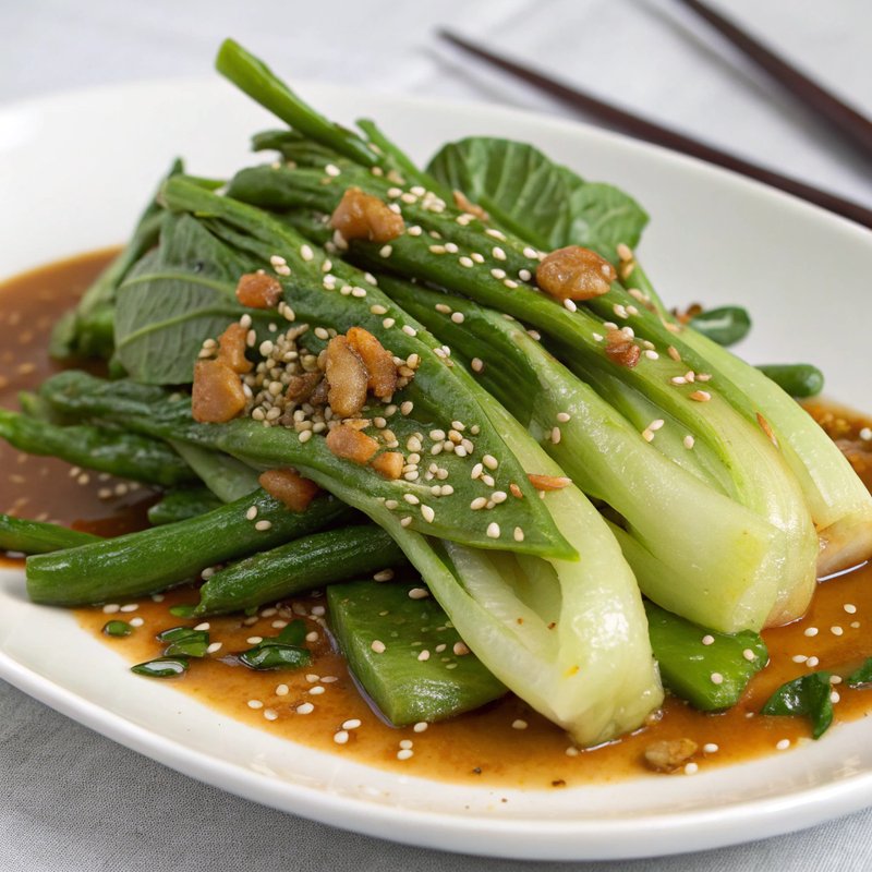 Bok Choy and Green Beans with Sesame Dressing
