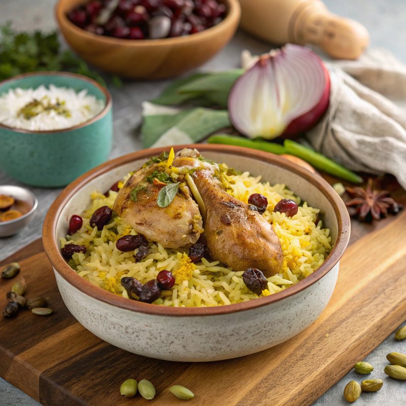 Zereshk e Polow (Persian Barberry Rice with Chicken)