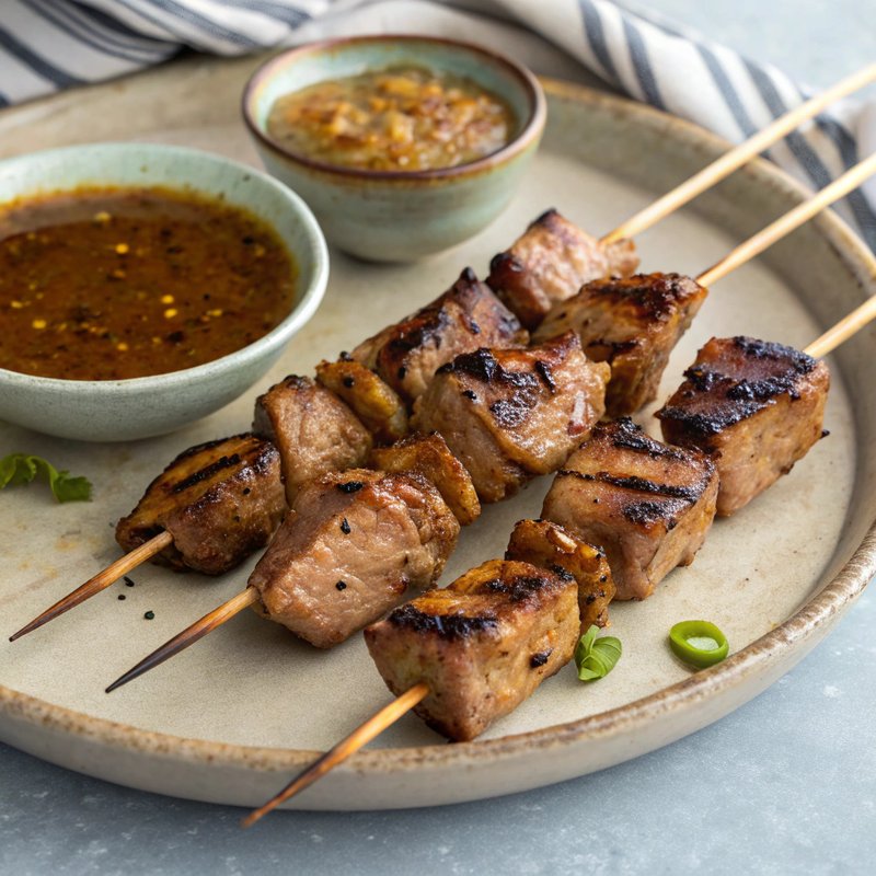 Grilled Pork Skewers with Tangy Dipping Sauce
