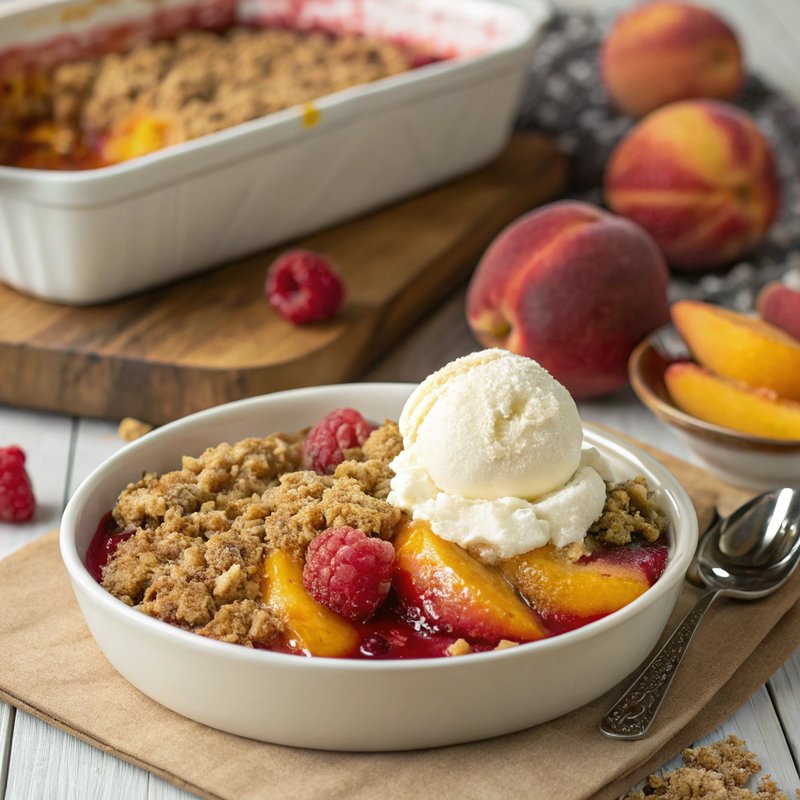 Peach and Raspberry Crumble