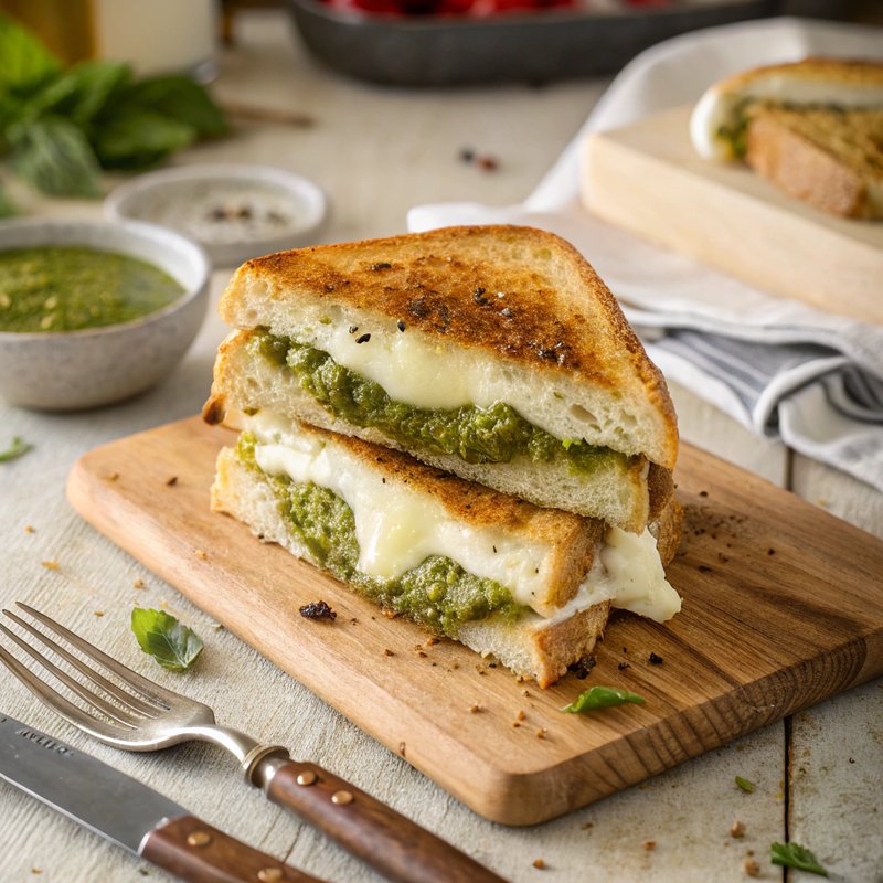 Gourmet Grilled Cheese with Pesto and Mozzarella