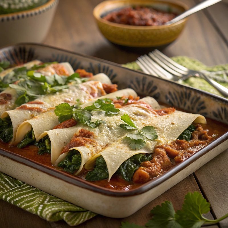 Pinto Bean and Spinach Enchiladas