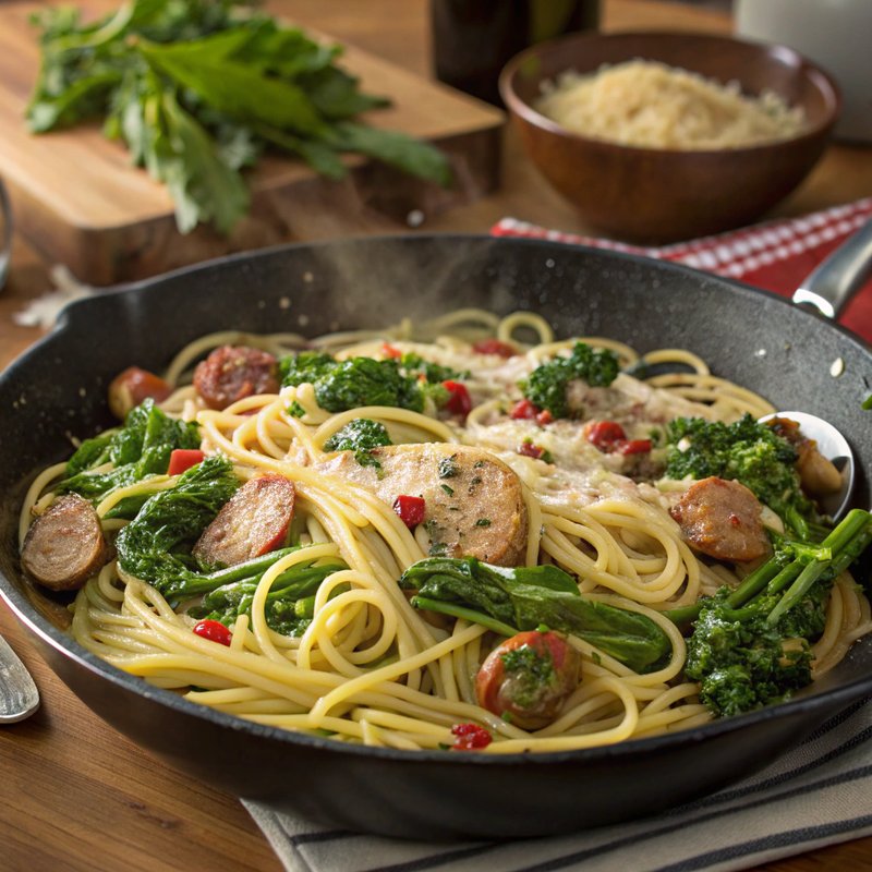 Spaghetti Con Salsiccia E Rapini