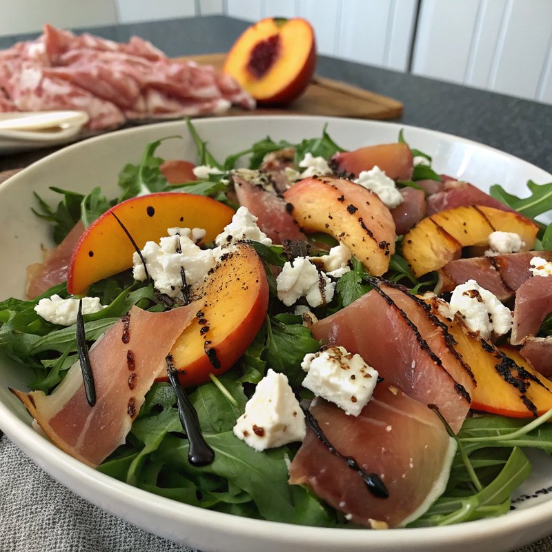 Prosciutto and Peach Salad with Balsamic Glaze