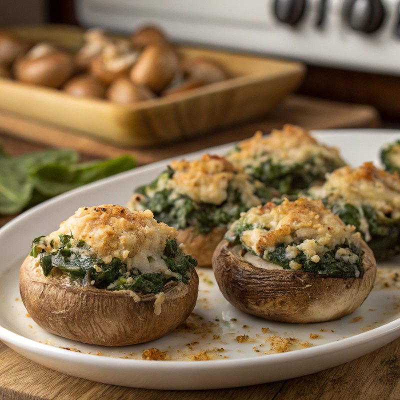 Savory Spinach and Parmesan Stuffed Mushrooms