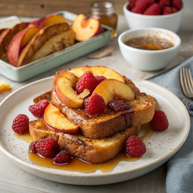 Peach and Raspberry French Toast
