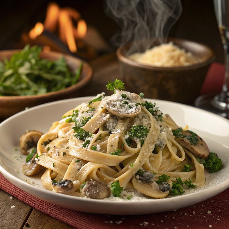 Mushroom and Spinach Alfredo