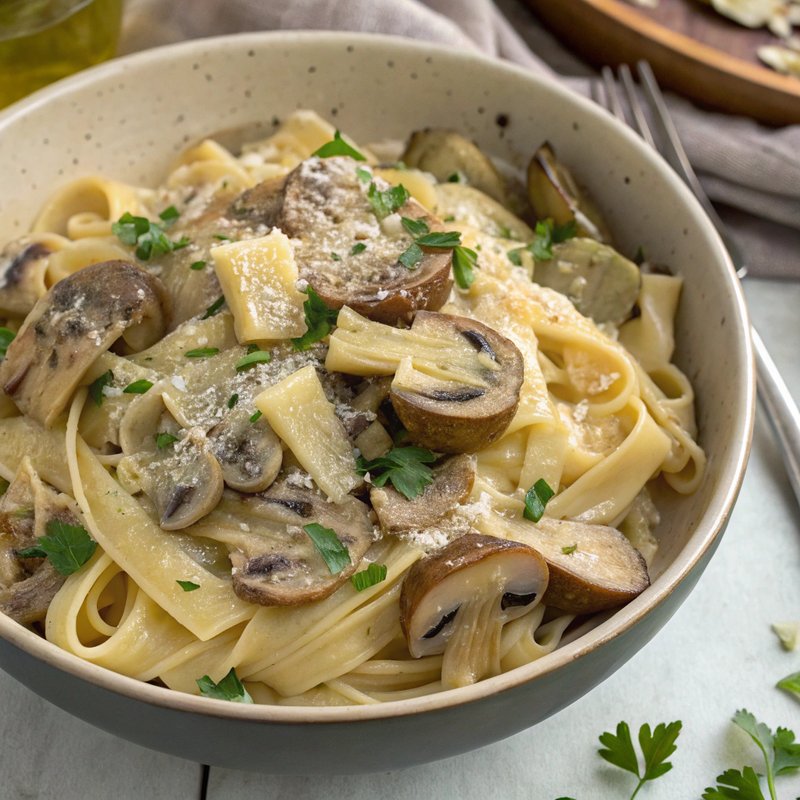 Creamy Mushroom and Artichoke Pasta
