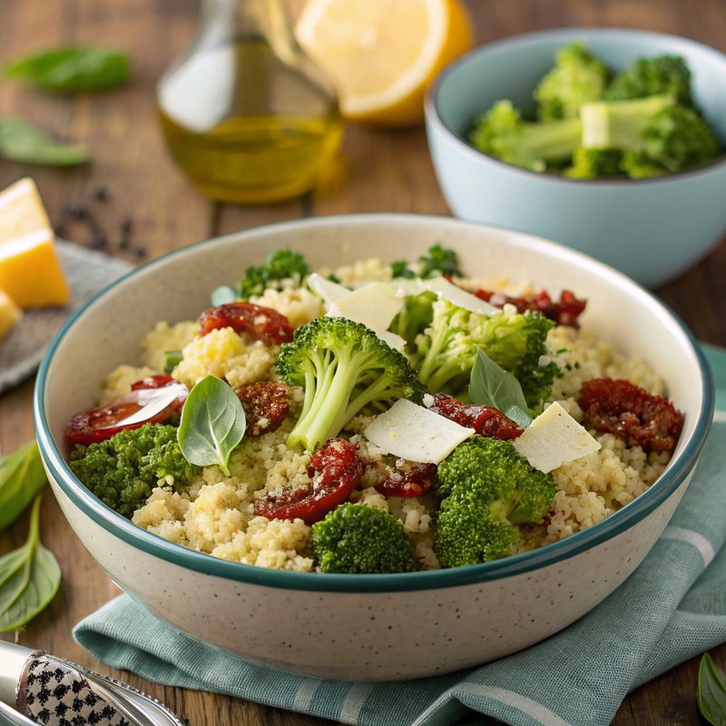 Broccoli and Sun Dried Tomato Quinoa Bowl