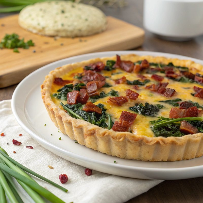 Swiss Chard and Bacon Quiche with Cheddar