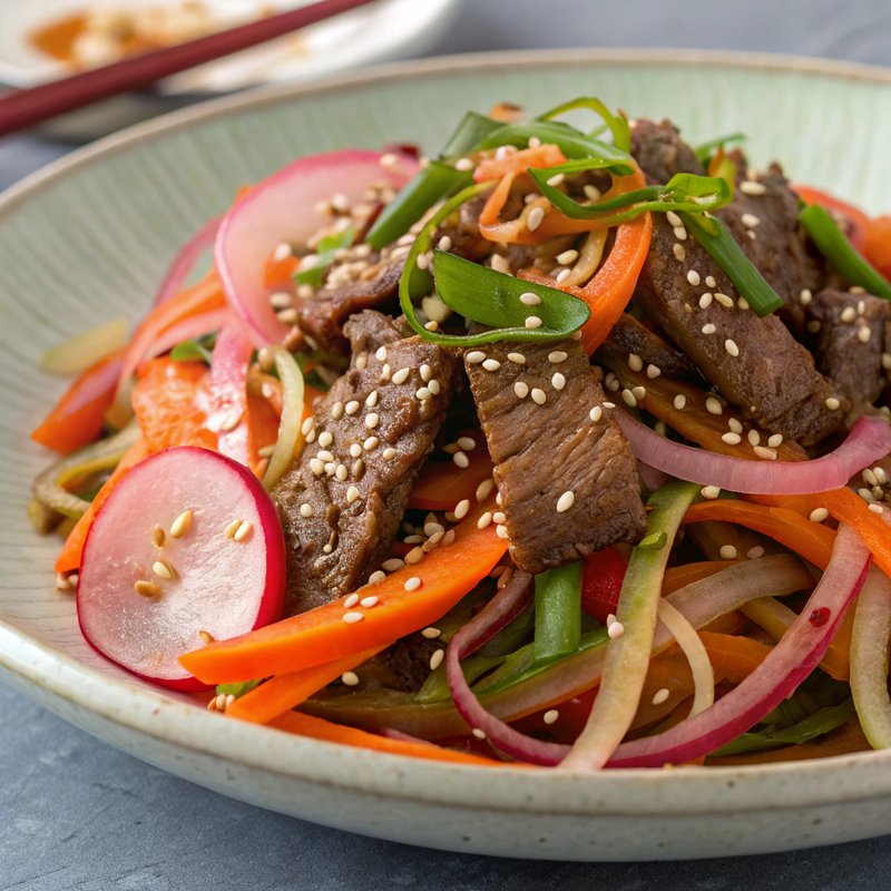Soegogi Mu Chim (Korean Marinated Beef and Radish Salad)
