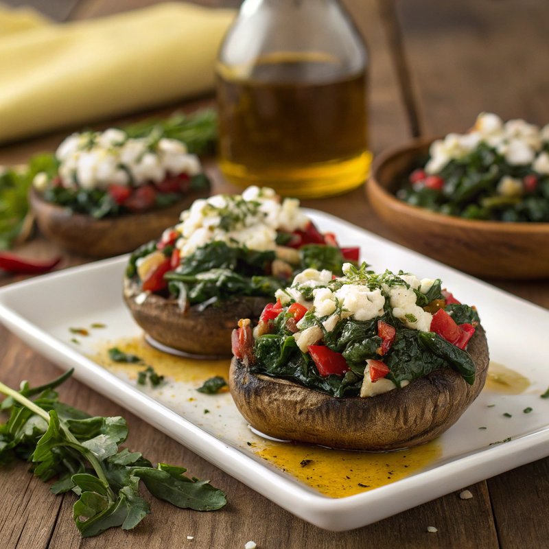 Swiss Chard and Goat Cheese Stuffed Portobello Mushrooms