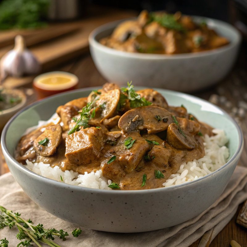 Vegan Seitan Stroganoff