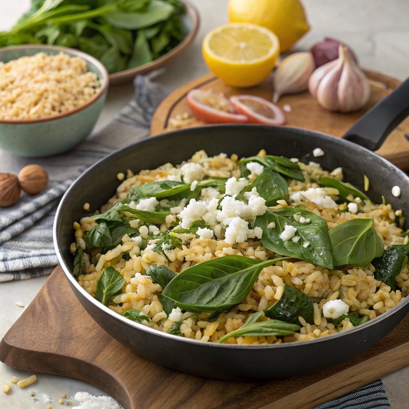 Enhanced Spinach and Feta Pilaf with Basmati Rice