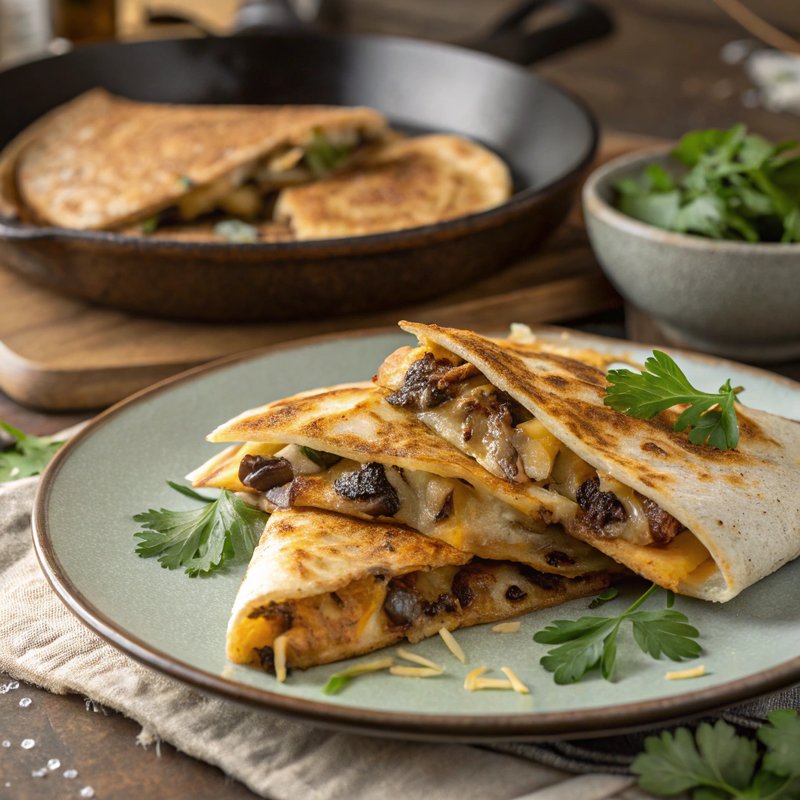 Mushroom and Cheese Quesadilla