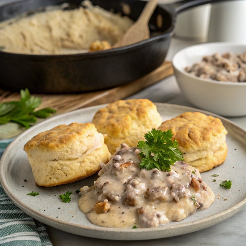 Homestyle Biscuits and Sausage Gravy