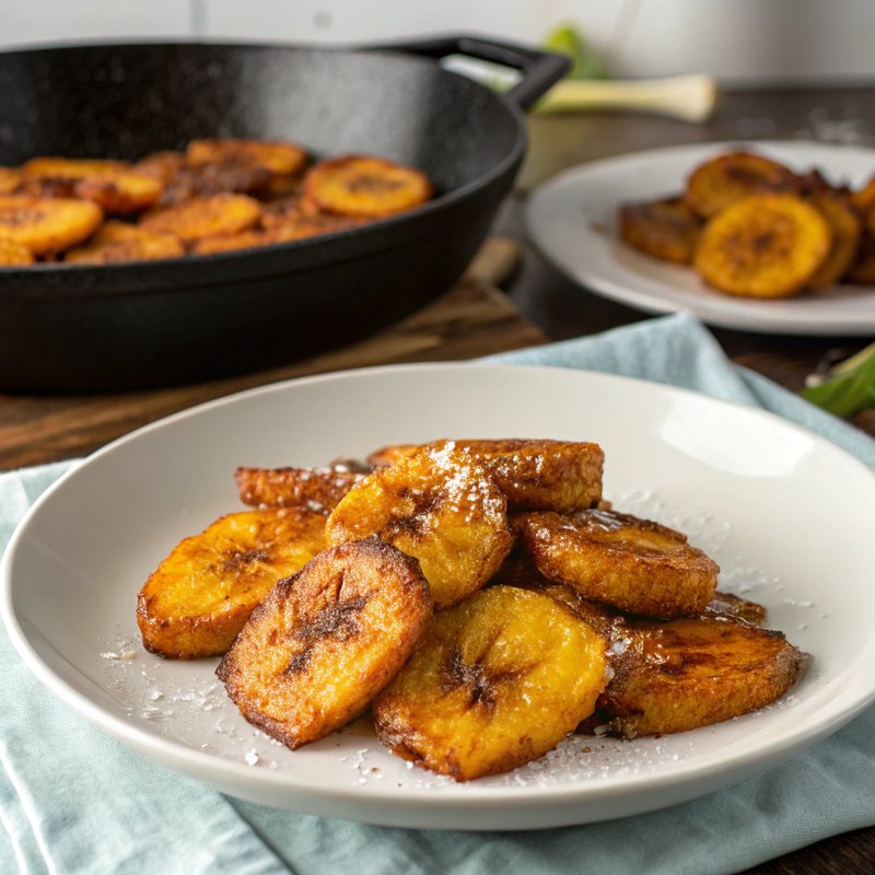 Fried Sweet Plantains (Maduros) - Maduros are a beloved Cuban dish made from ripe plantains, fried to perfection for a sweet and caramelized flavor. This simple yet delectable side dis