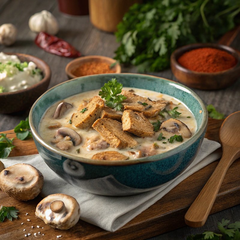 Creamy Tempeh and Mushroom Stroganoff
