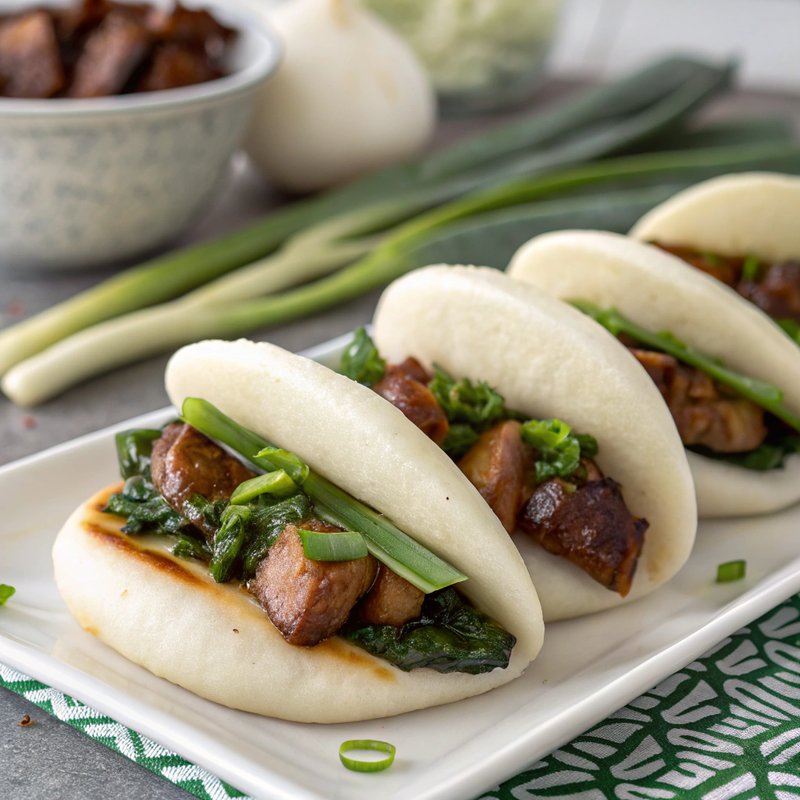 Bok Choy and Pork Belly Bao Buns