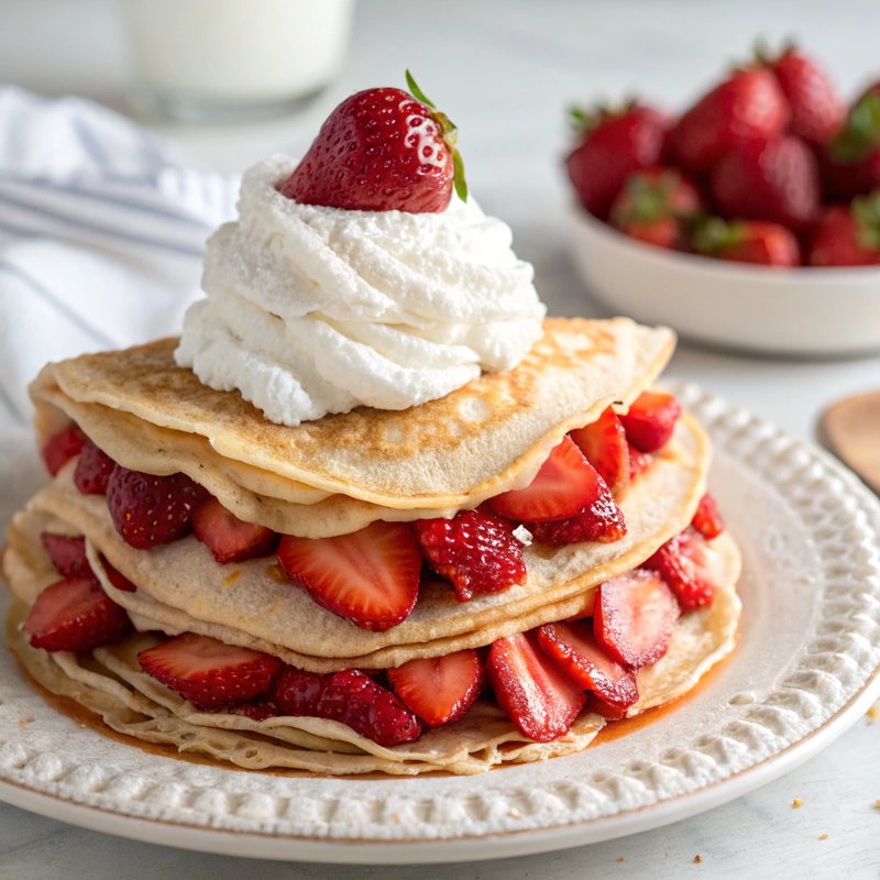 Crepes with Strawberries and Cream
