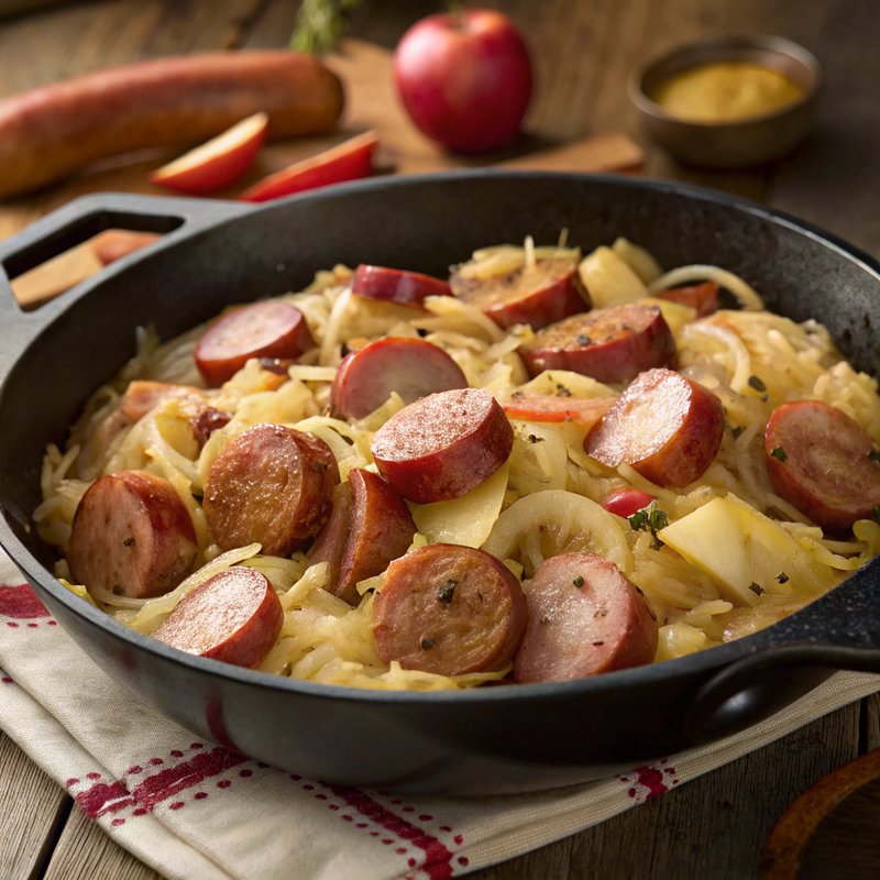 Kielbasa with Sauerkraut and Apples